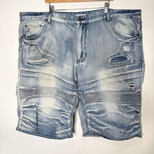 Blue Cult Jean Shorts Distressed Moto Light Color Men Size 50